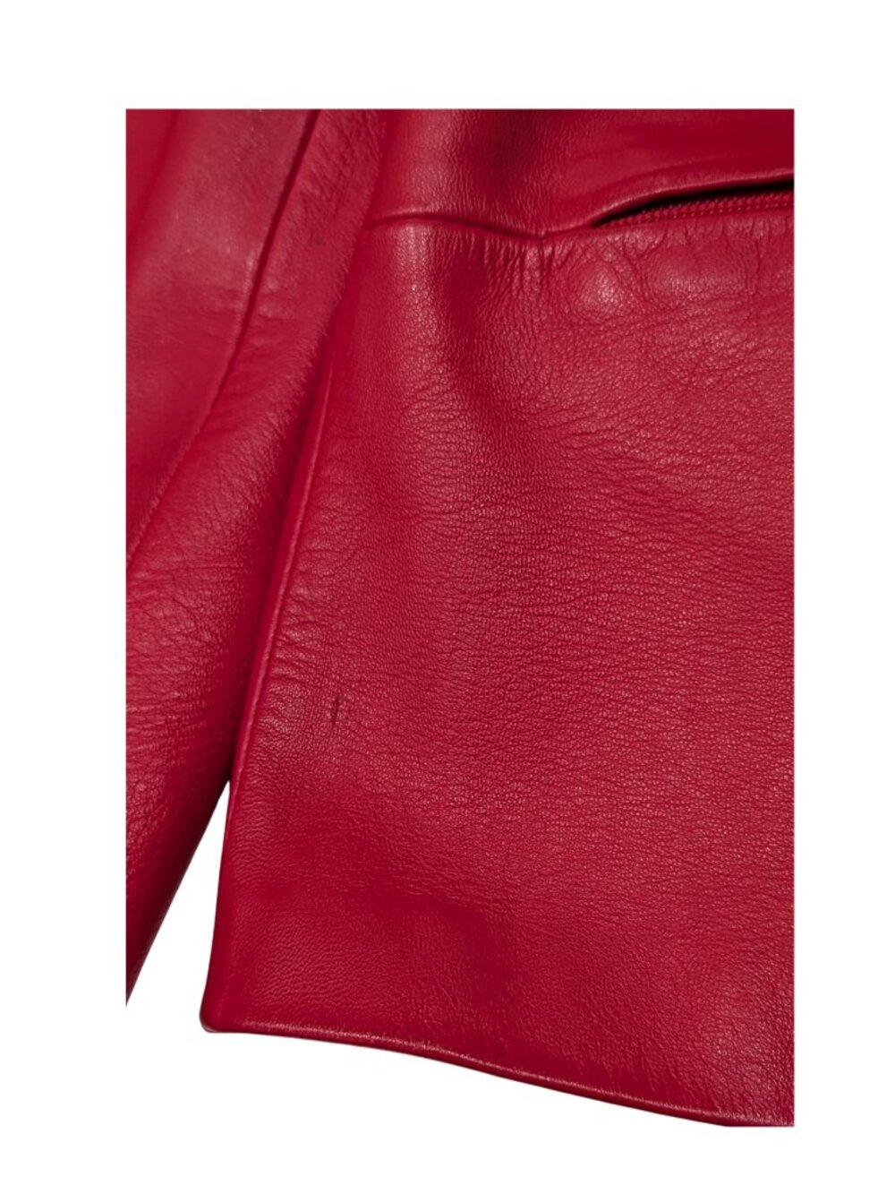 Creaciones EMY Red Sheepskin Leather Jacket Women M Fitted Zip Handmade Mexico - Picture 7 of 8